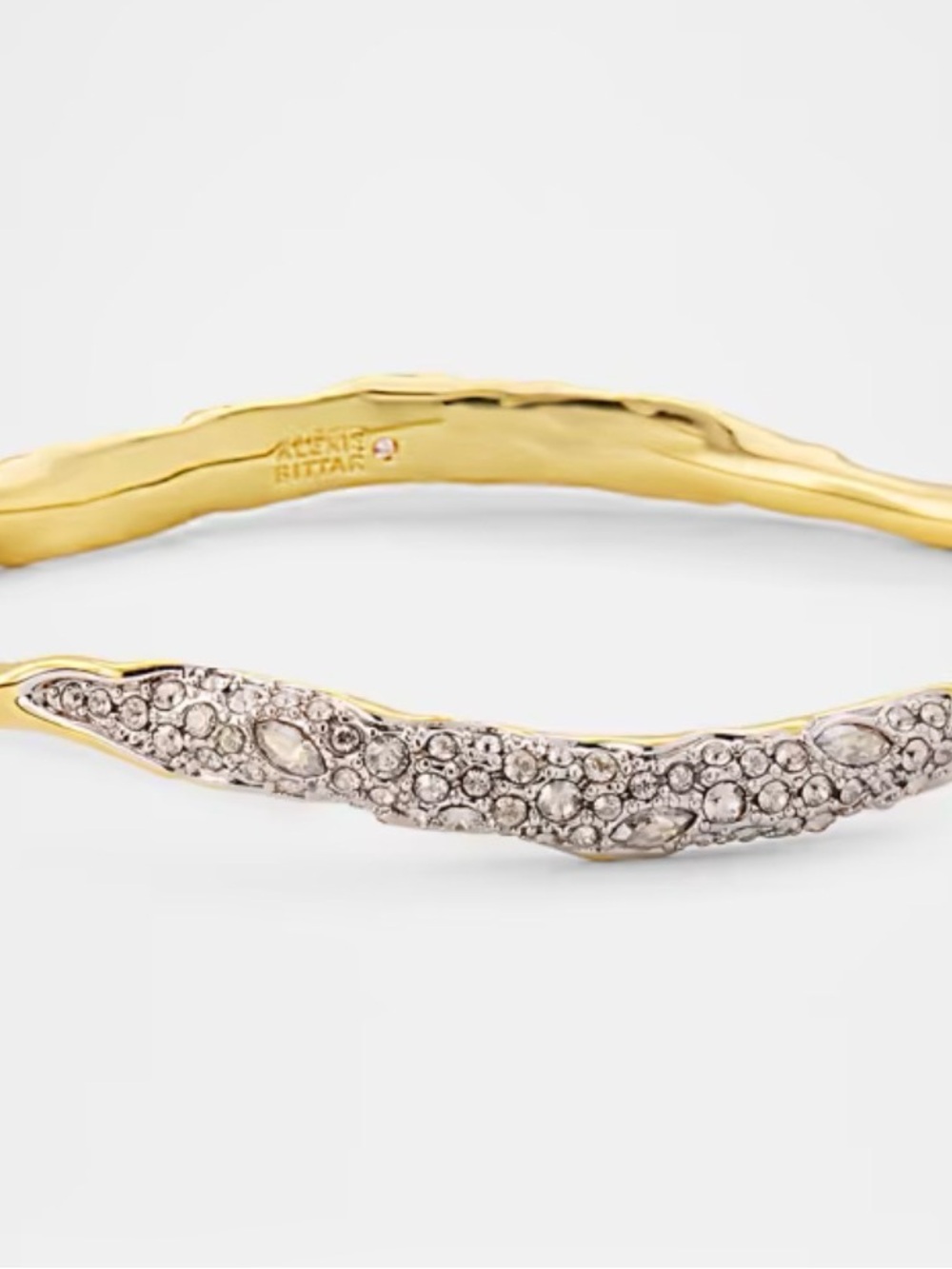 Alexis Bittar Solanales Gold Crystal Skinny Bangle Bracelet - Picture 3 of 9